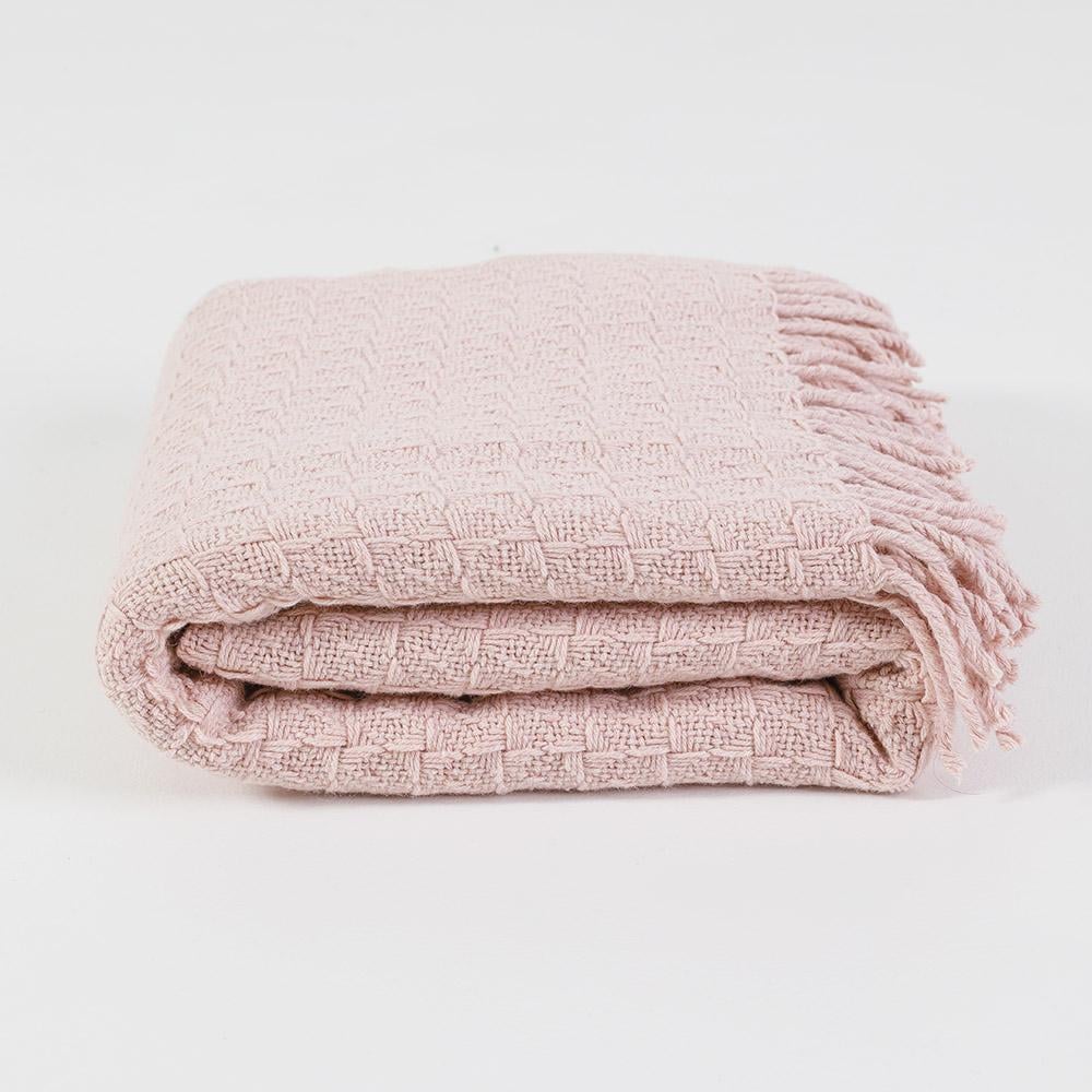 Полушерстяной плед-покрывало 140х200 см Розовый