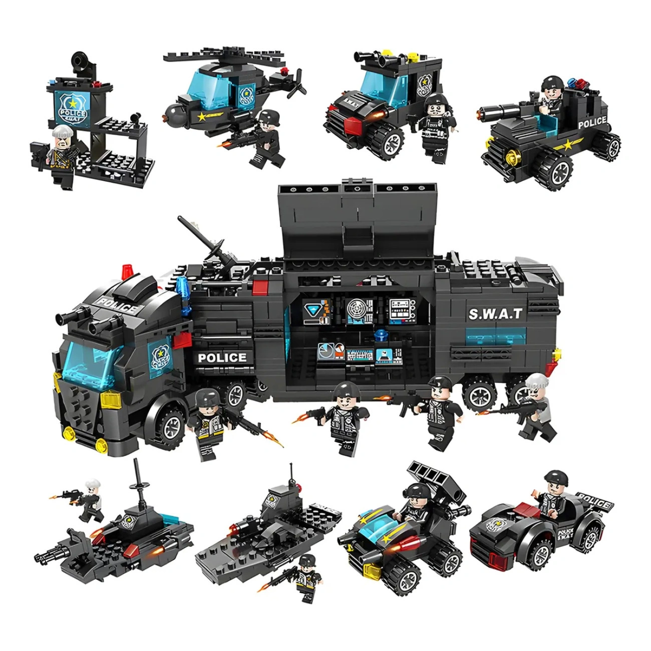 Робот полицейский механический с функциональными деталями и фигурками 903 шт. (29516144)