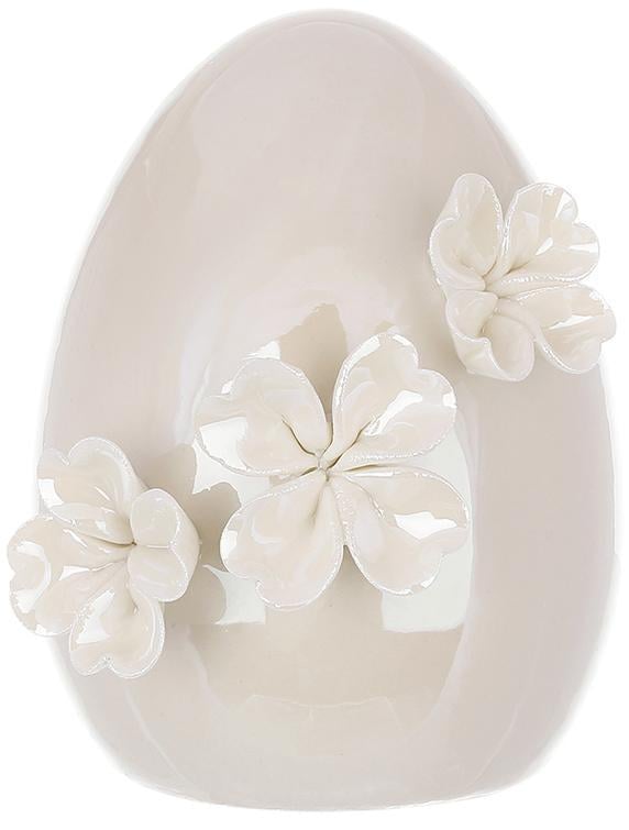 Декор яйцо в цветах 13,5 см Белый