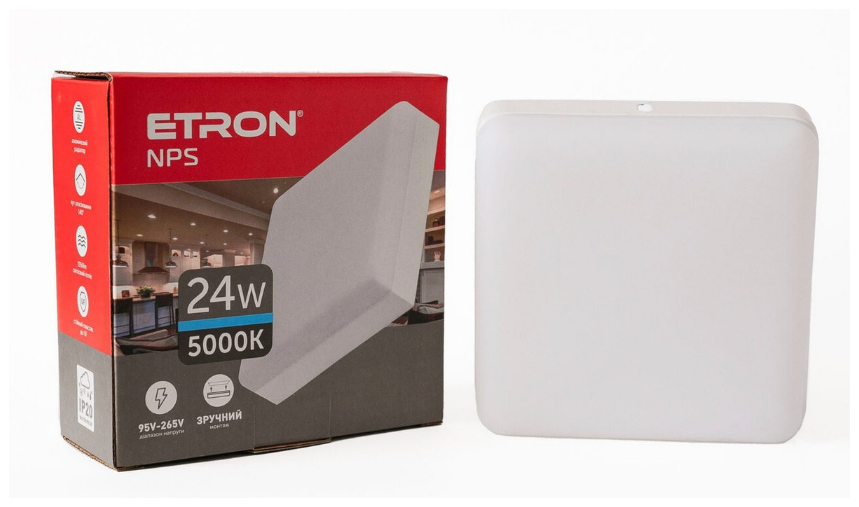 Светильник светодиодный ETRON 24W 5000К квадратный (23068788)