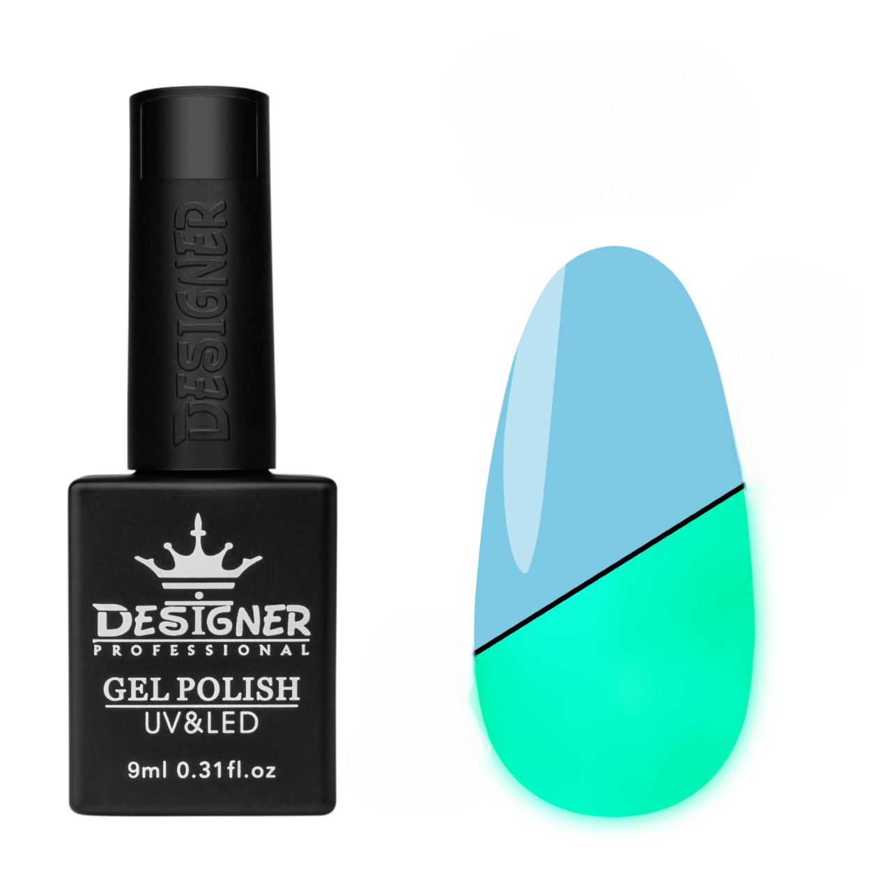 Гель-лак люмінесцентний Designer Professional Glow in the Dark 9 мл Небесно-блакитний 467