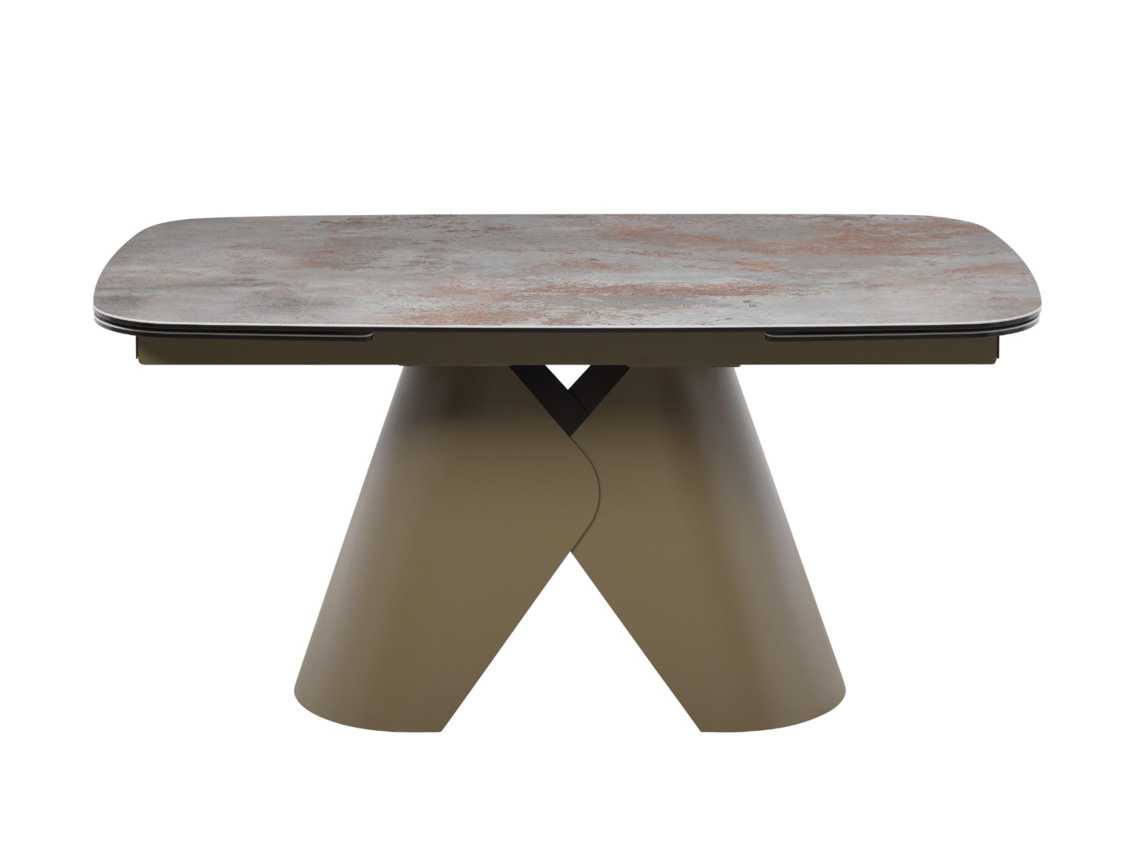 Обеденный стол раскладной Vetro Mebel TML-997 Парис Айрон керамика/стекло 90х160/80 см Бронзовый/коричневый (TML-997-paris-iron-bronze/brown)