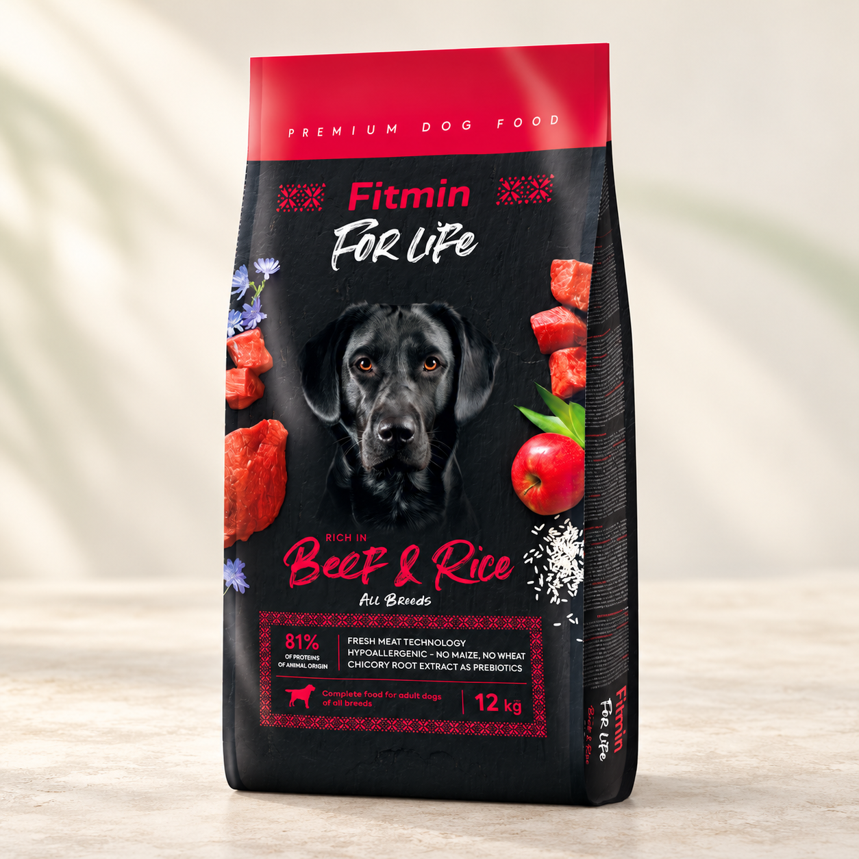 Корм сухой Fitmin For Life Beef & Rice с говядиной и рисом для взрослых собак 12 кг (3230112722)