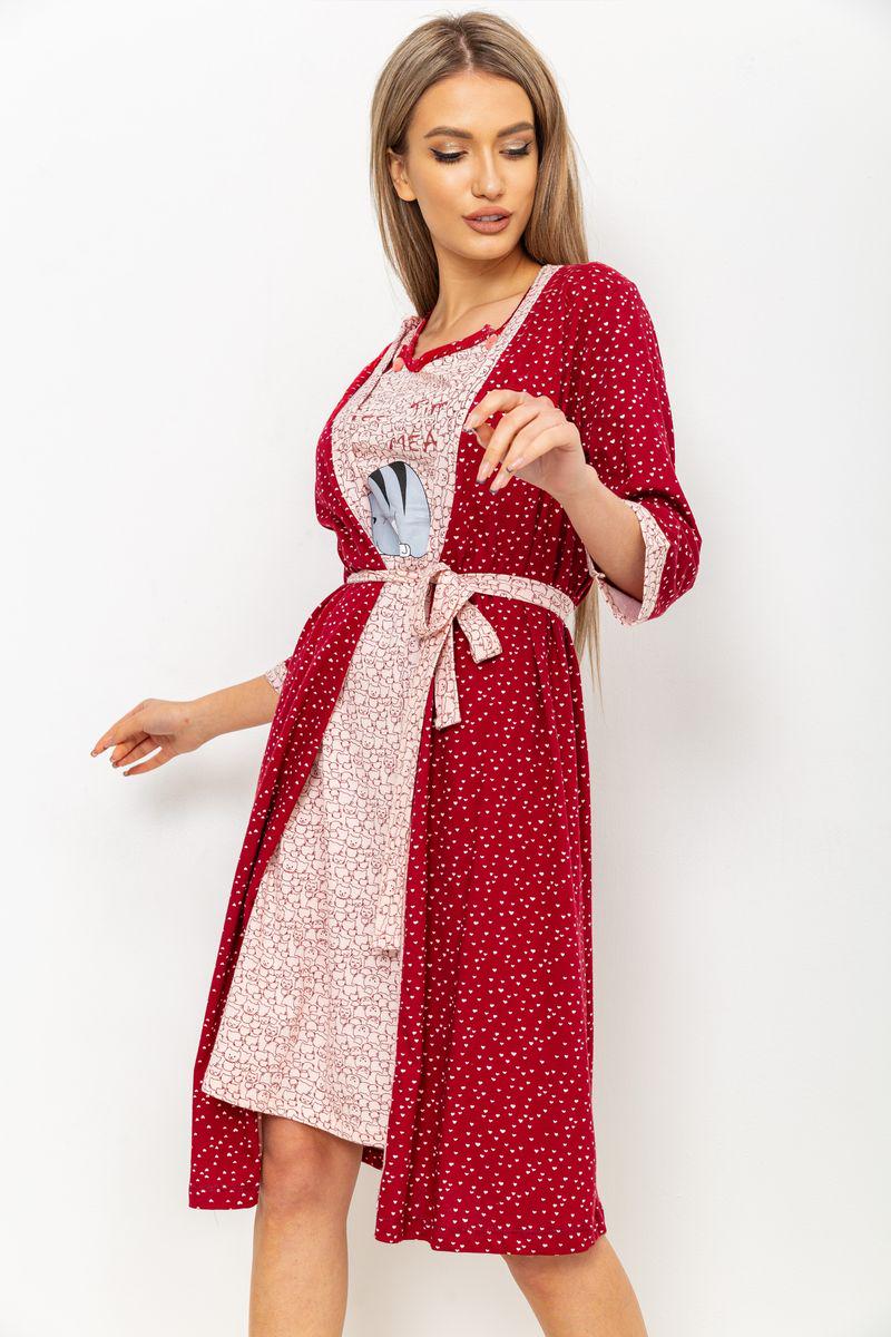 Нічна сорочка з халатом Ager 219RX-701 M Бордово-рожевий (9622523) - фото 3