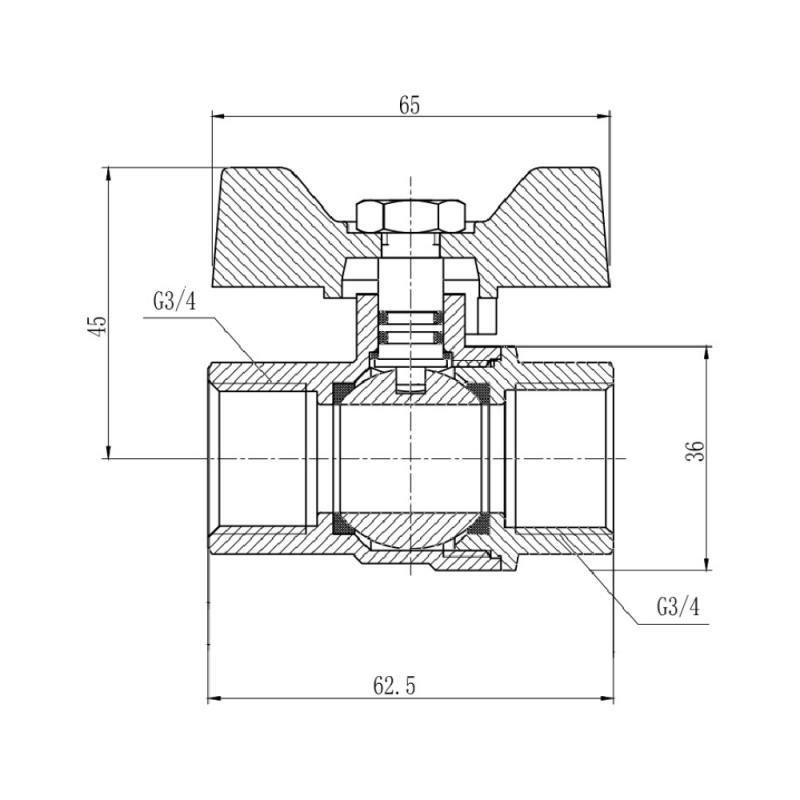 Кран шаровой SD Forte 3/4" ВР для газа (VRM00010568) - фото 2