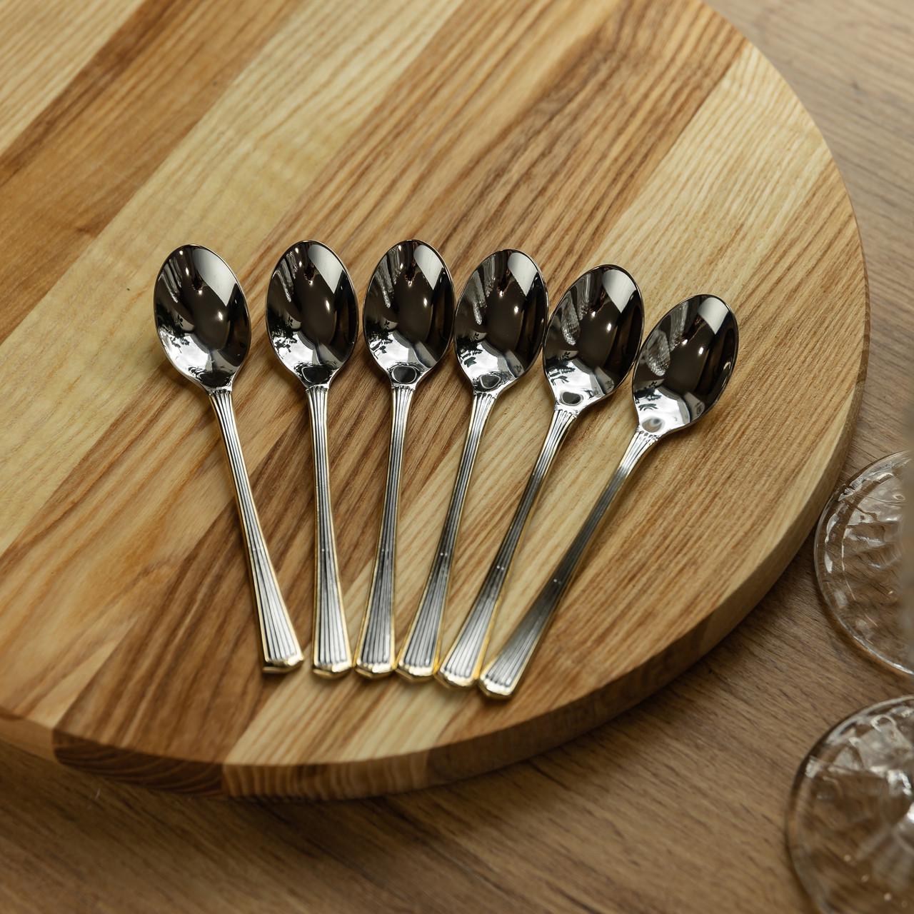 Набор кофейных ложек из нержавеющей стали кофейной ложки 6 шт. 12,3 см Серебро с золотым обрамлением