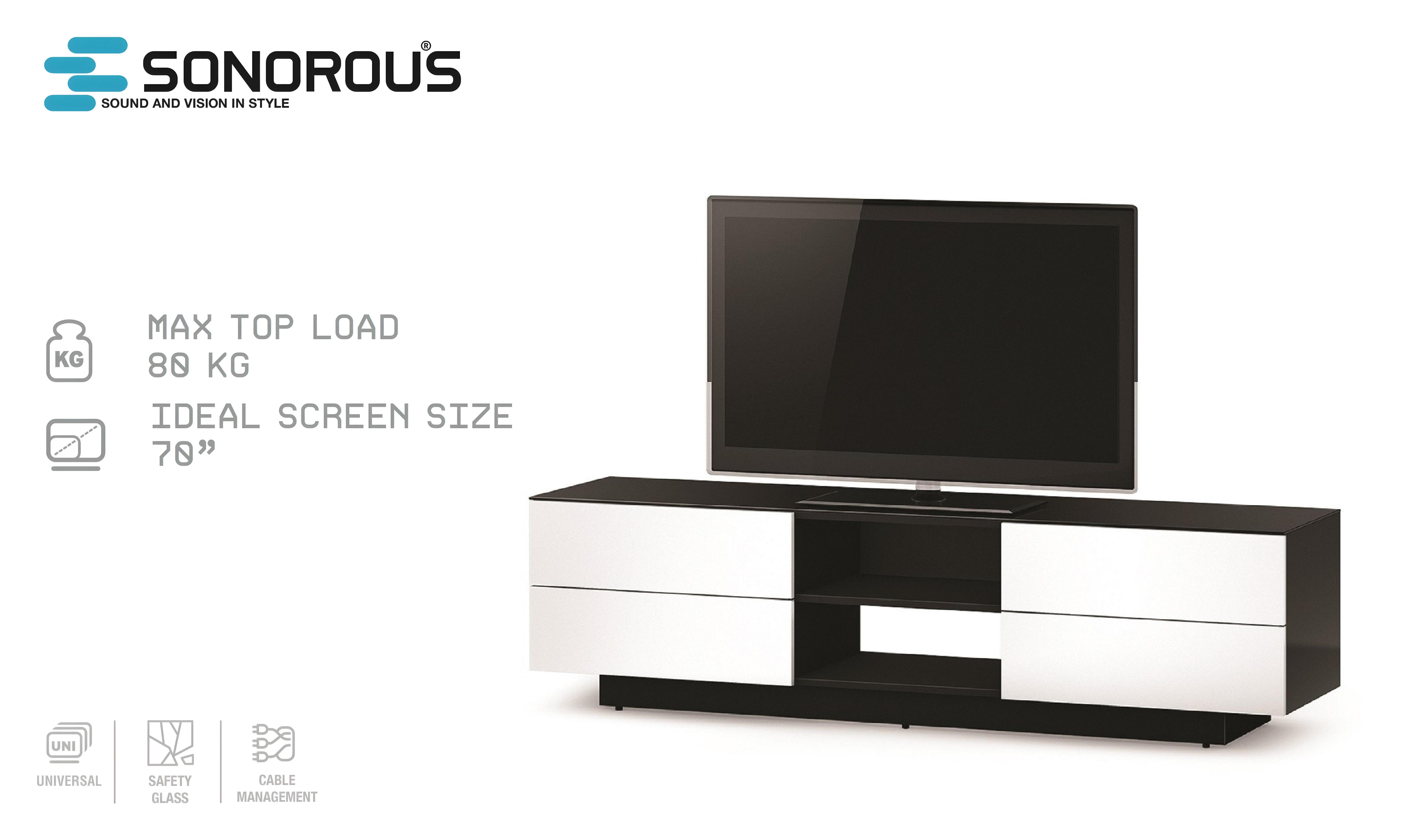 Тумба під телевізор Sonorous LBA 1840-GWHT 180x45x49 см Чорно-білий (1840) - фото 2