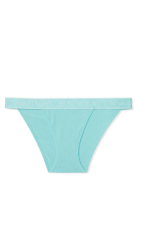 Трусы женские Victoria's Secret Logo Cotton Tanga XS Бирюзовый (26763524) - фото 3