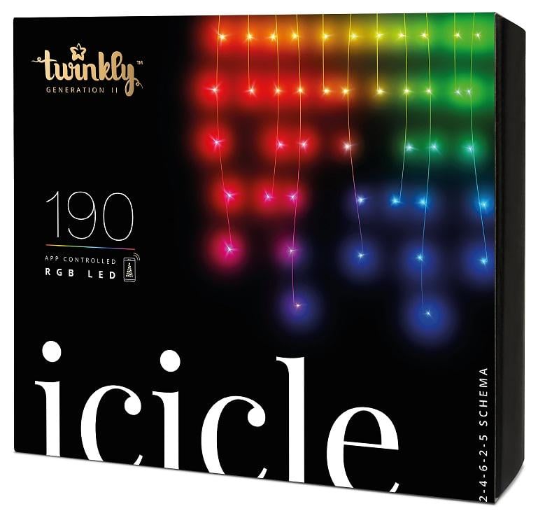 Гірлянда світлодіодна Twinkly Icicle RGB Smart 190 ламп з прозорим кабелем 5 м (TWI190STP-TEU)