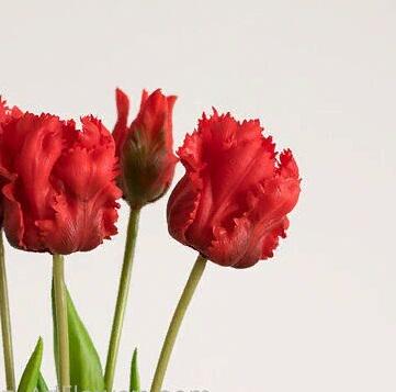 Тюльпан кудрявый букет LUX 3+2 45 см силикон Красный (35139) - фото 2