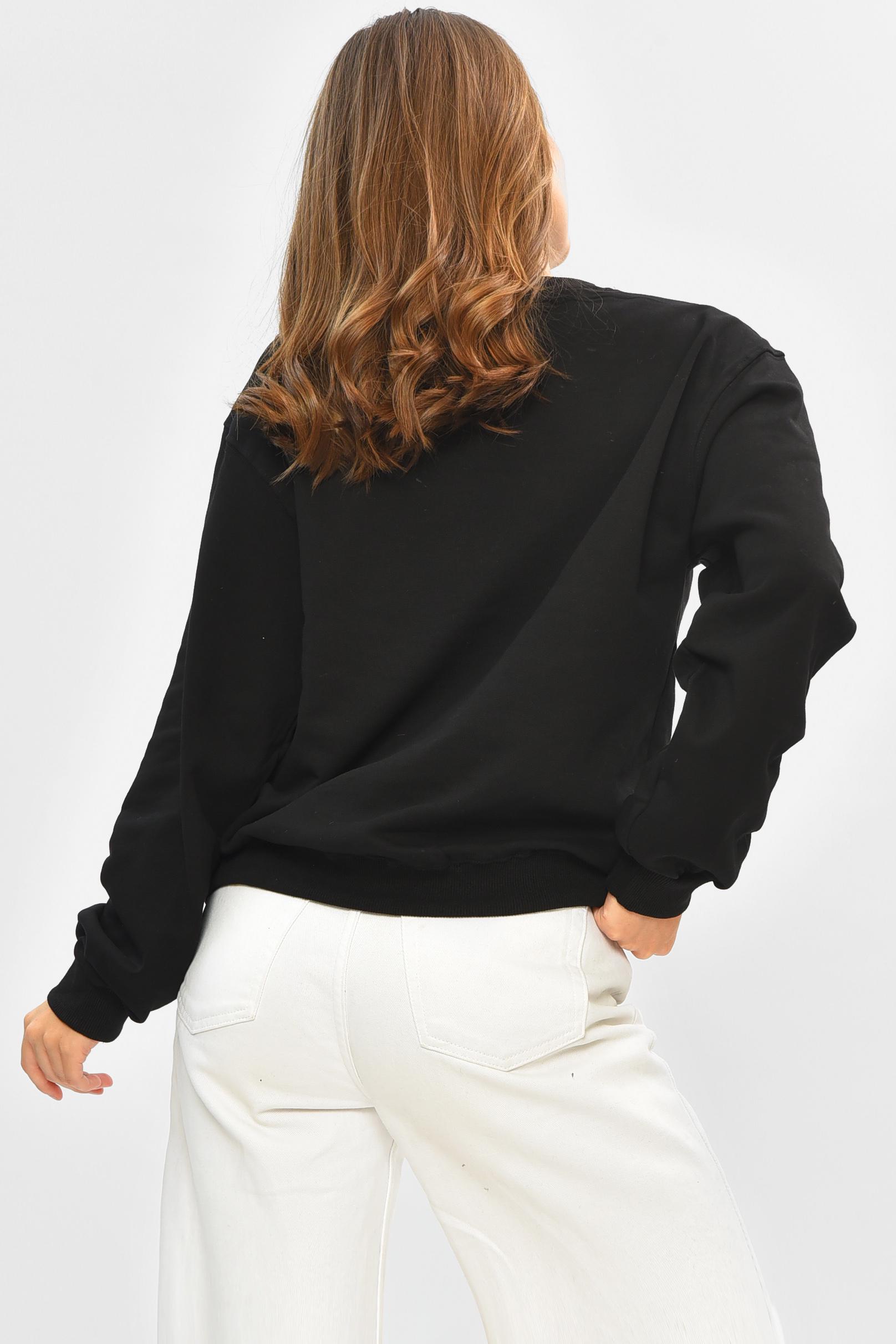 Світшот жіночий 205666 з принтом S Чорний - фото 3 Світшот жіночий 205666 з принтом S Чорний - фото 3