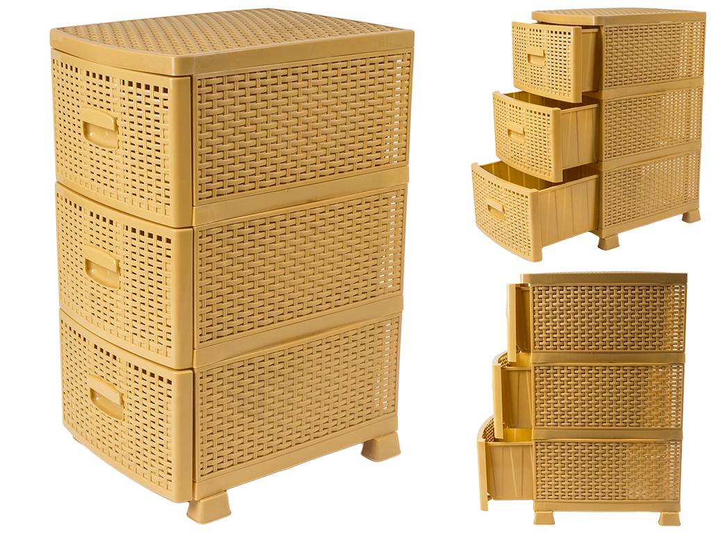 Комод Rotange 3-ярусный 47х36х70 см Бежевый (MCS-BK072-4)