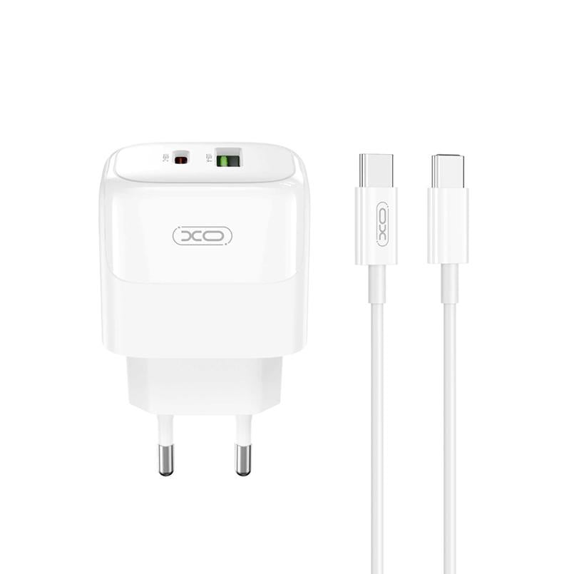 Сетевое зарядное устройство XO L138 PD30W/QC18W 1USB-A+1USB-C Type-C кабель Белый (XO-L138+C)