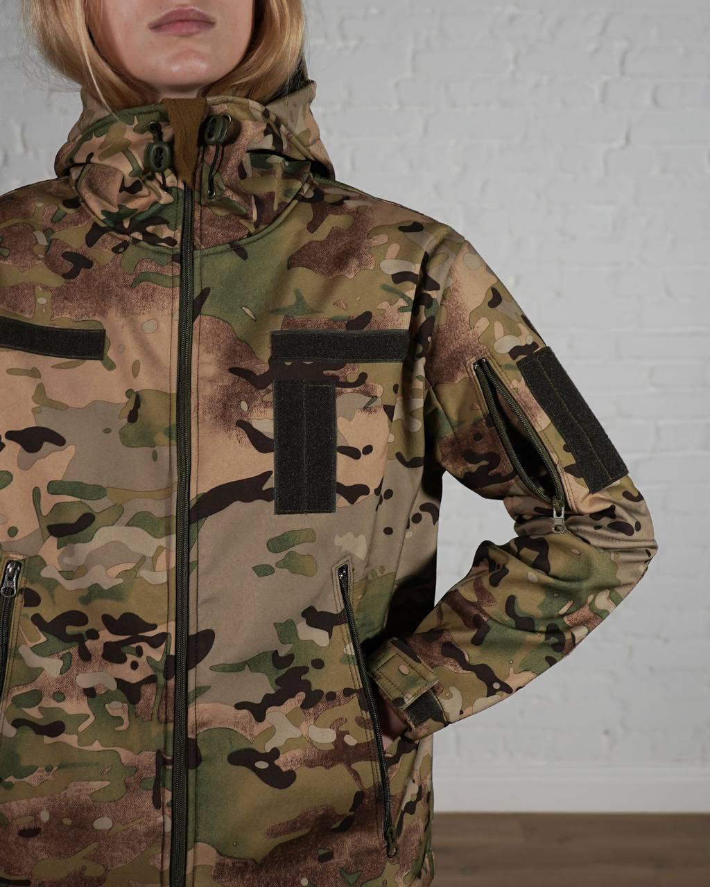 Куртка военная женская SoftShell трехслойная осень/зима S Мультикам (303) - фото 7