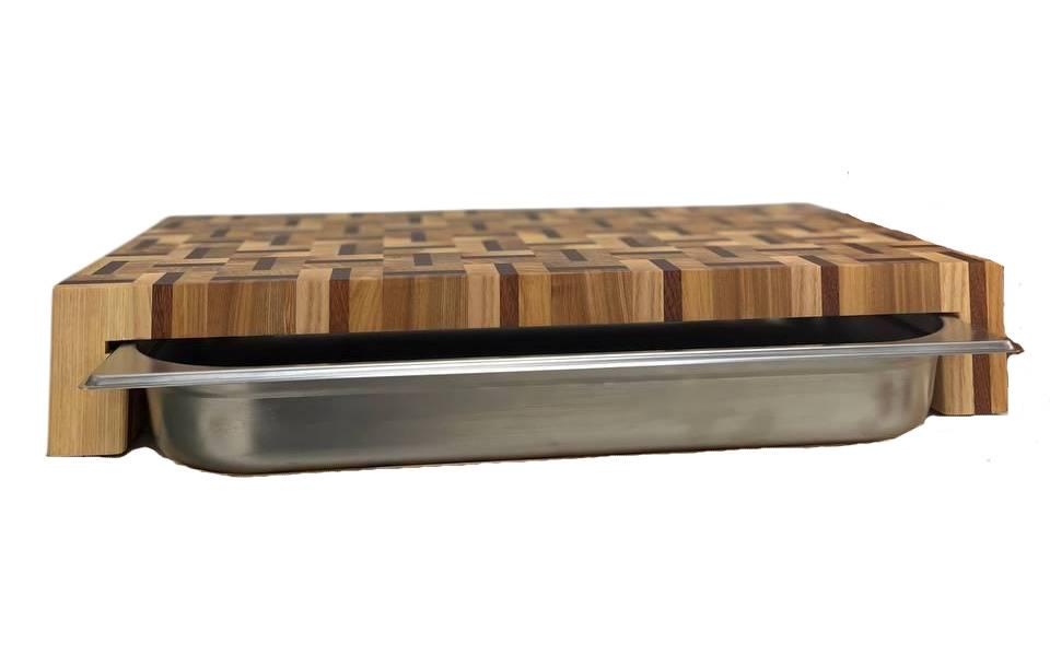 Доска торцевая разделочная BVD31 с контейнером 60х34 см (1237)