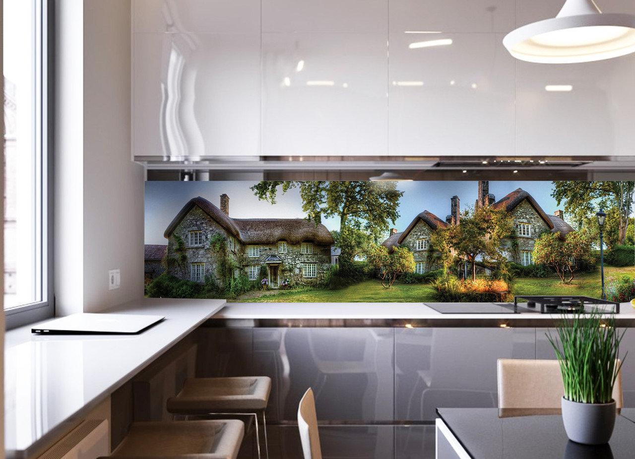 Кухонный фартук Сказочный домик из самоклеющейся виниловой пленки 60х250 см Зеленый Кухонный фартук Сказочный домик из самоклеющейся виниловой пленки 60х250 см Зеленый