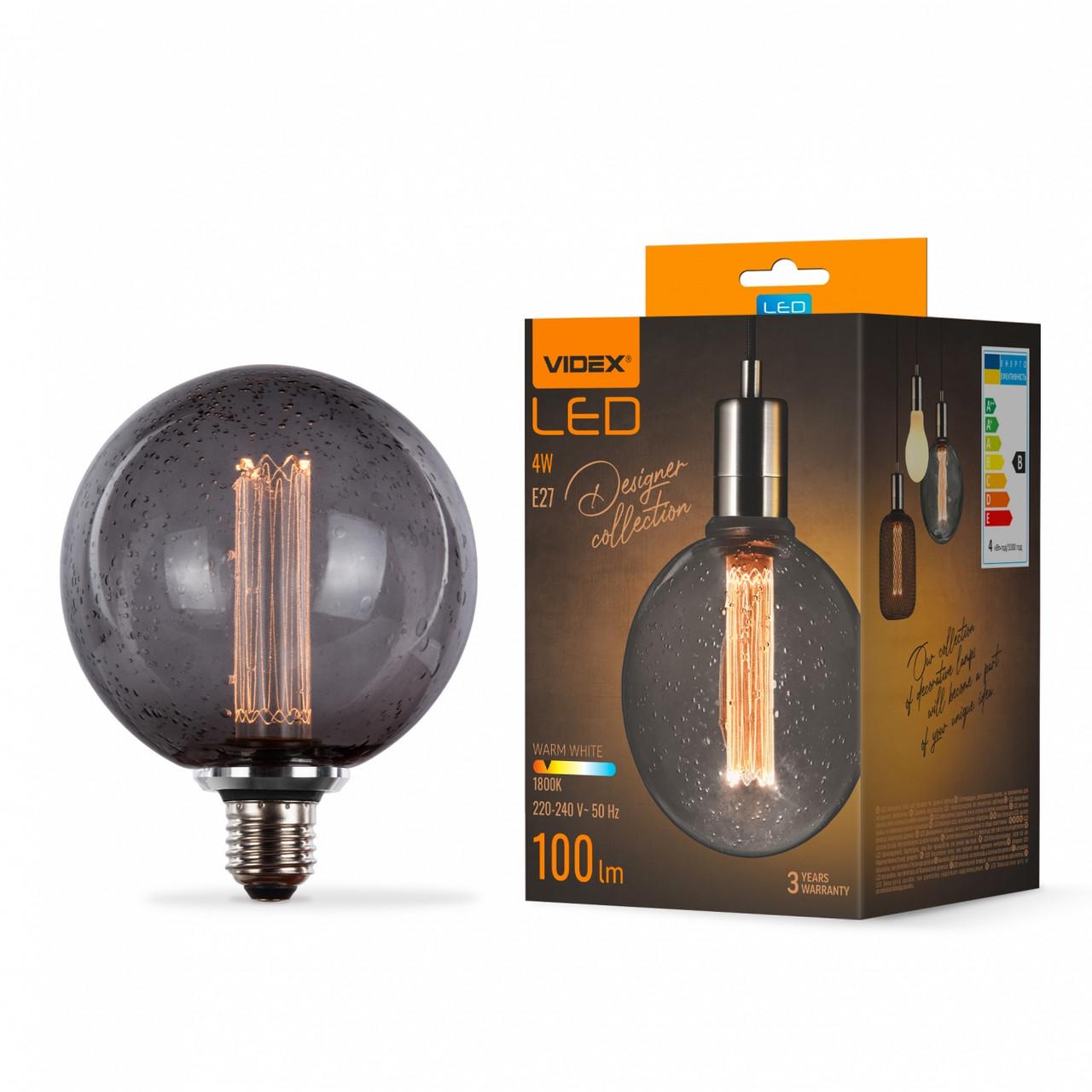 Лампа Videx Filament VL-DI-G125FC1979S 4W LED E27 1800K Smoke