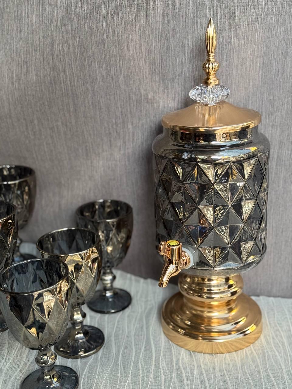 Скляний набір TS Kitchen лимонадниця 3 л та 6 келихів 220 мл дзеркальний Сірий (HP4168) - фото 5