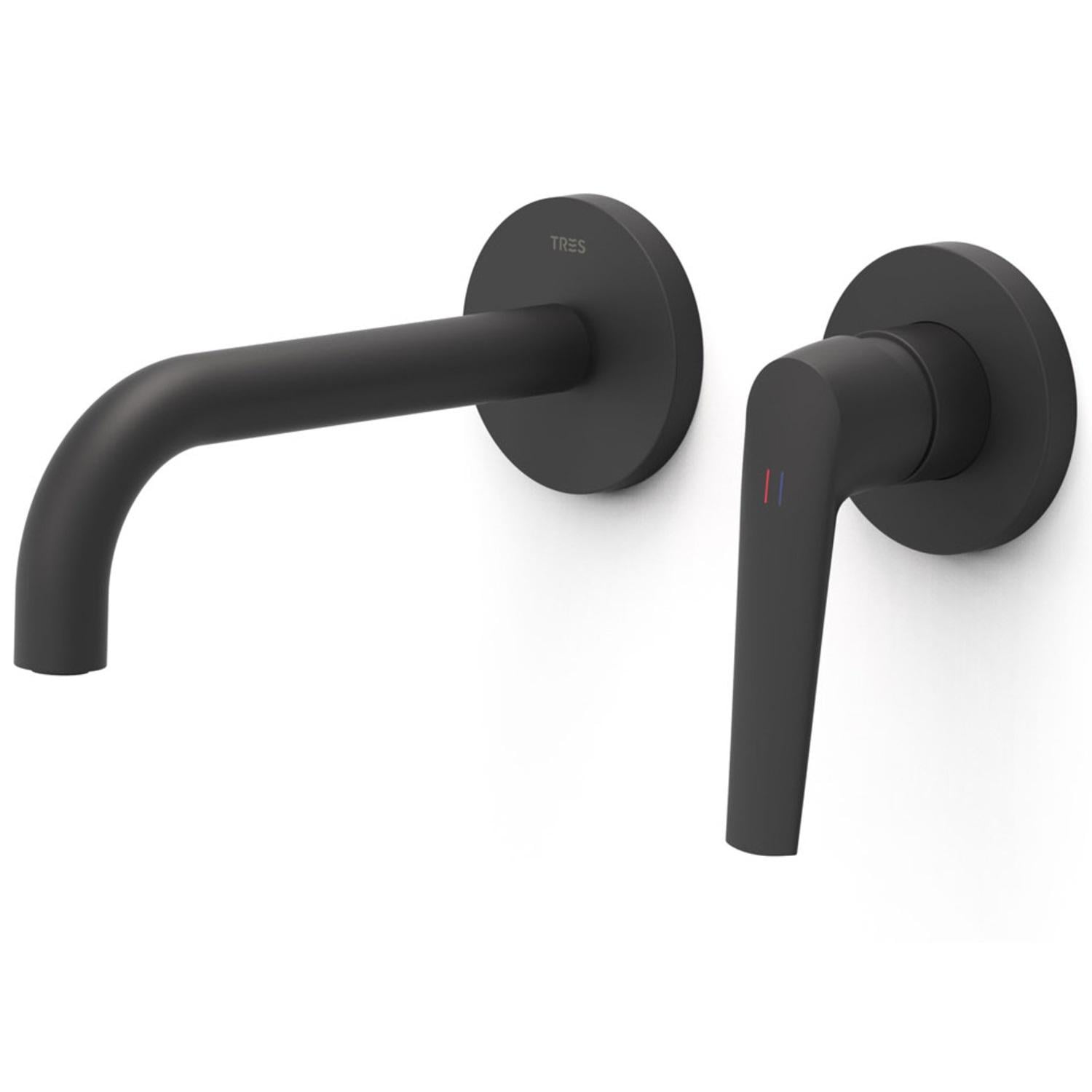 Смеситель для умывальника Tres FUJI 28130001NM настенный однорычажный Черный (197283)