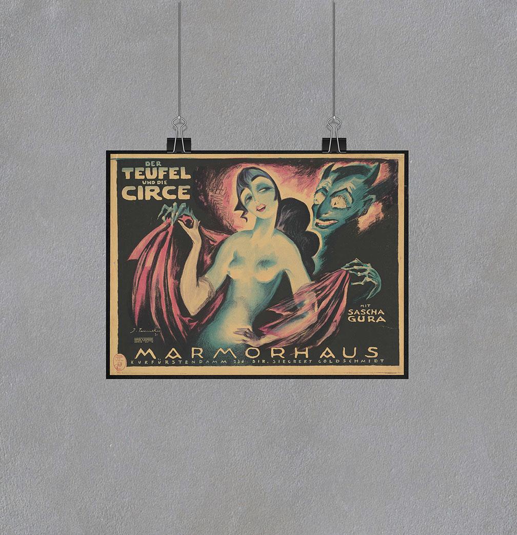 Постер Дьявол и Цирцея , 1921. Режиссёр Адольф Гертнер, художник Йозеф Феннекер формат А-0 (Afisha1859004_Poster)