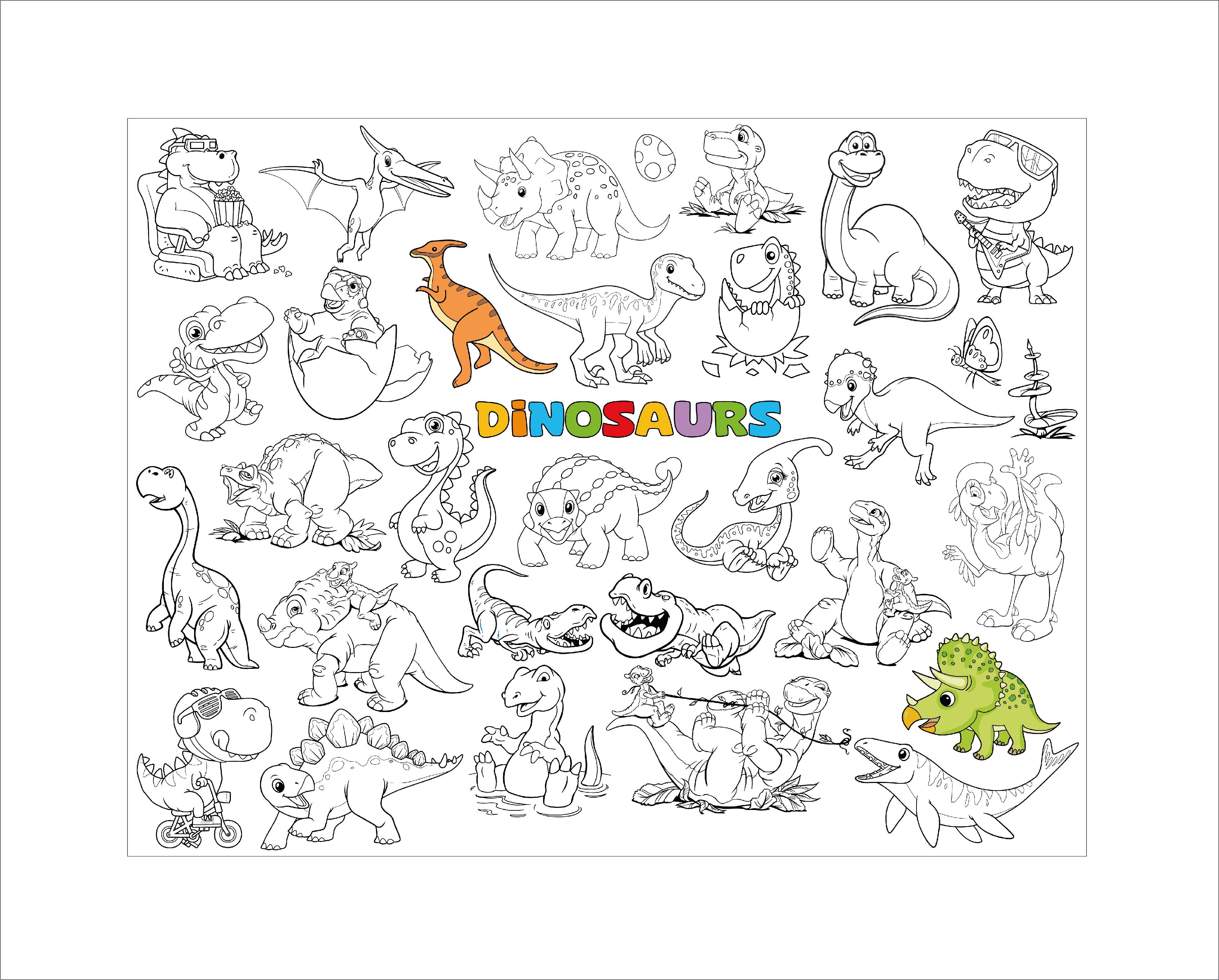Розмальовка Динозаври 100х130 см з тубусом