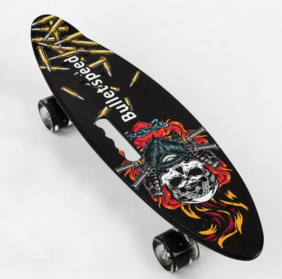 Пенниборд с ручкой Best Board Bullet Speed PU колеса светящиеся (104559)