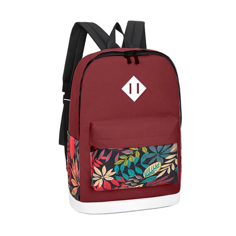 Рюкзак Lesko LP1931 з сумкою і гаманцем 3в1 Червоні листя