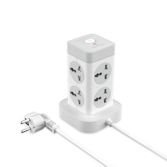 Удлинитель с USB XO WL21 8 розеток 3 USB Type-C 10А 250 V 2 м White/Grey (020587)
