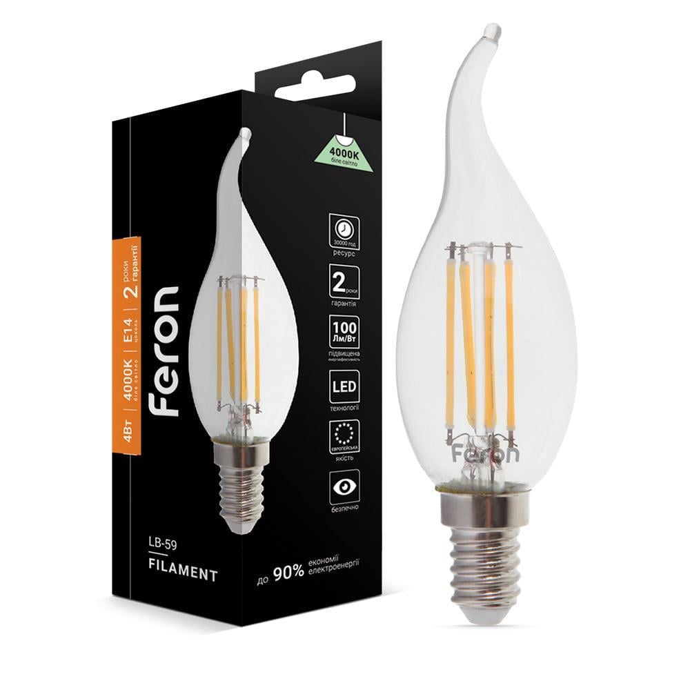 Светодиодная лампа Feron Filament LB-59 4 Вт E14 4000K (14379)