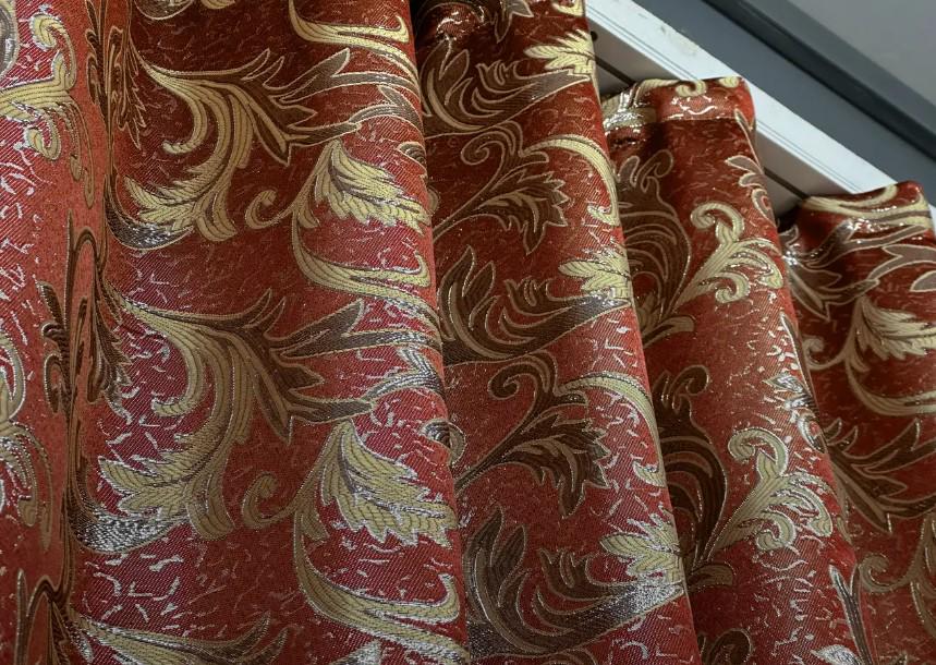 Тканина для штор жакард Завиток 1,45 м Бордовий/Золотистий (1650ш) - фото 6