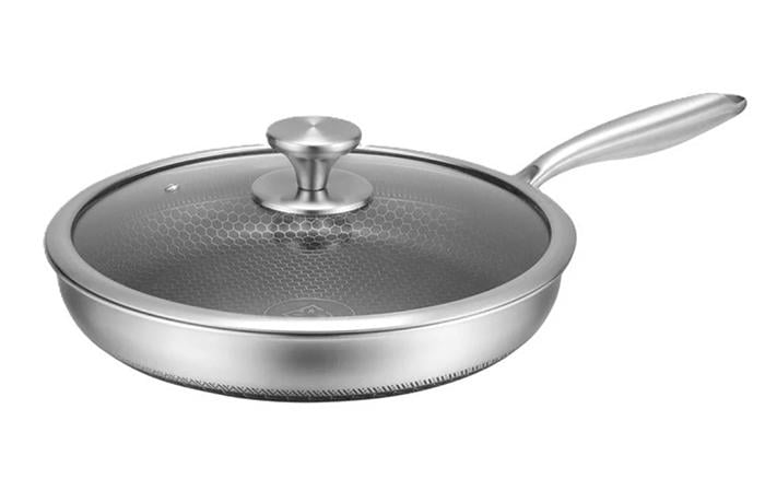 Сковорода с крышкой Edenberg EB-13057 из нержавеющей стали с трехслойным антипригарным покрытием 22x4,8 см (EB-13057) - фото 1