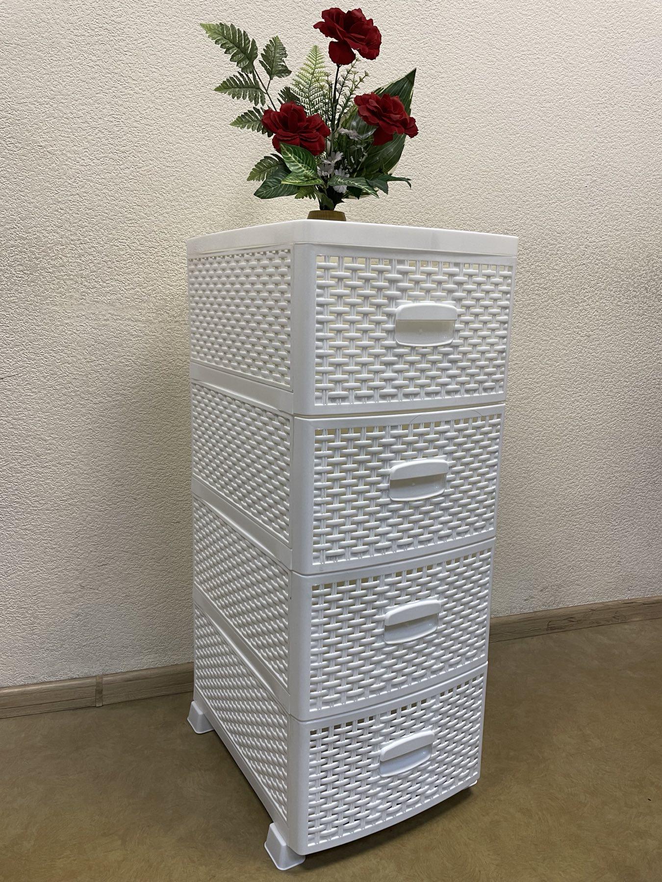 Комод пластиковий Rotange 4 ящики 91х37,5х46 см Білий (29439209)