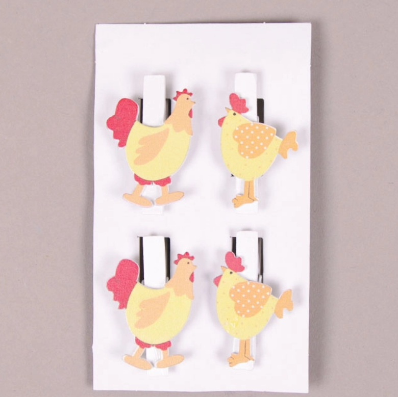 Декор на прищепке Курица 4 шт. (22559)