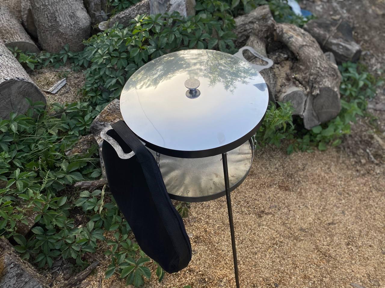 Сковорода-диск для пікніка GrillKov з кришкою та чохлом 50 см САДЖ з цільними ногами 94 см (В - 2109-5) - фото 2