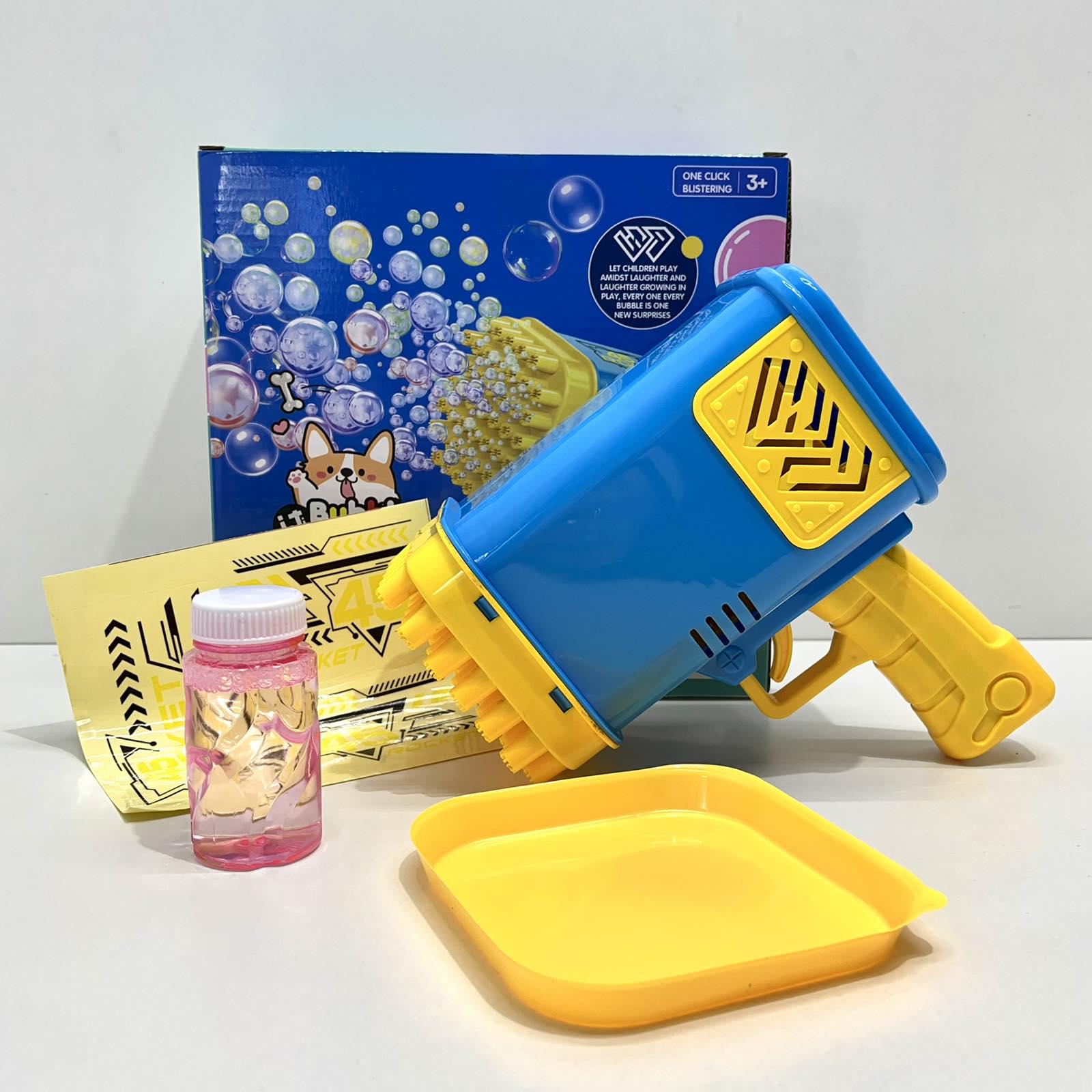 Пистолет для запуска мыльных пузырей 45 отверстий 17 см Желто-синий (2023-58A) - фото 7