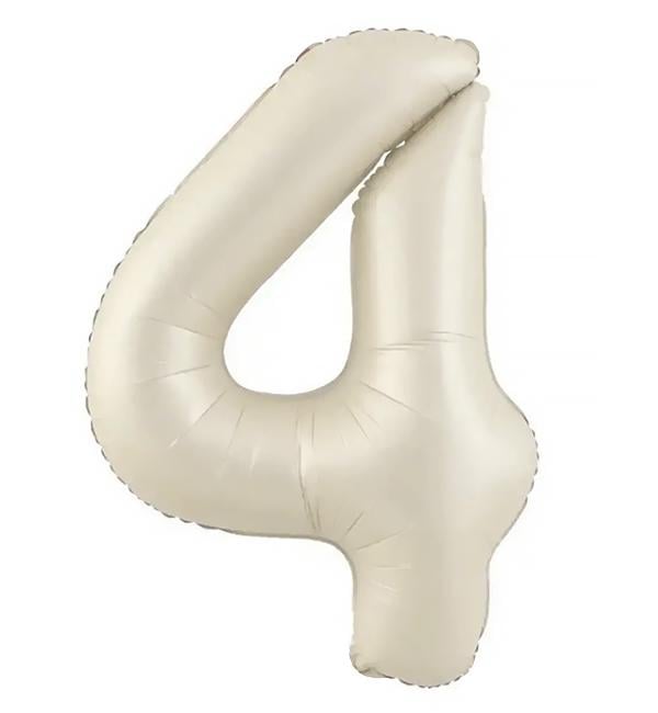 Шарик Цифра 4 100 см Слоновая кость сатин (135469) - фото 1 Шарик Цифра 4 100 см Слоновая кость сатин (135469) - фото 1