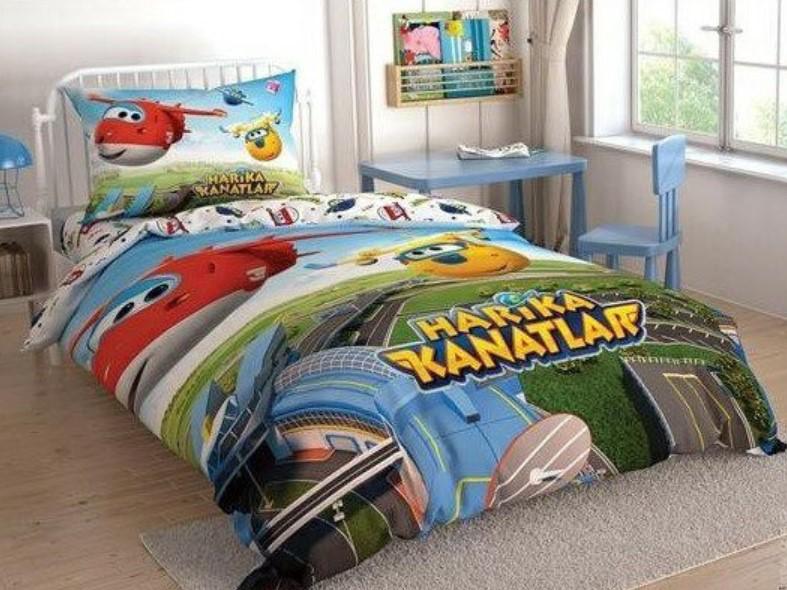 Постельное белье Tac Disney Harika Kanatlar Super Team ранфорс полуторное на резинке