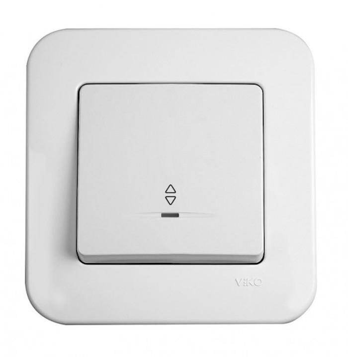 Выключатель одноклавишный проходной с подсветкой Viko Rollina Белый (00000012857)
