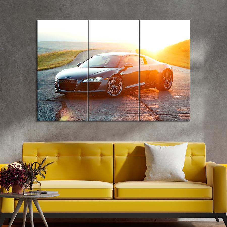 Картина Автомобиль Стильный серый автомобиль Audi R8 156x100 см (A1198-3)
