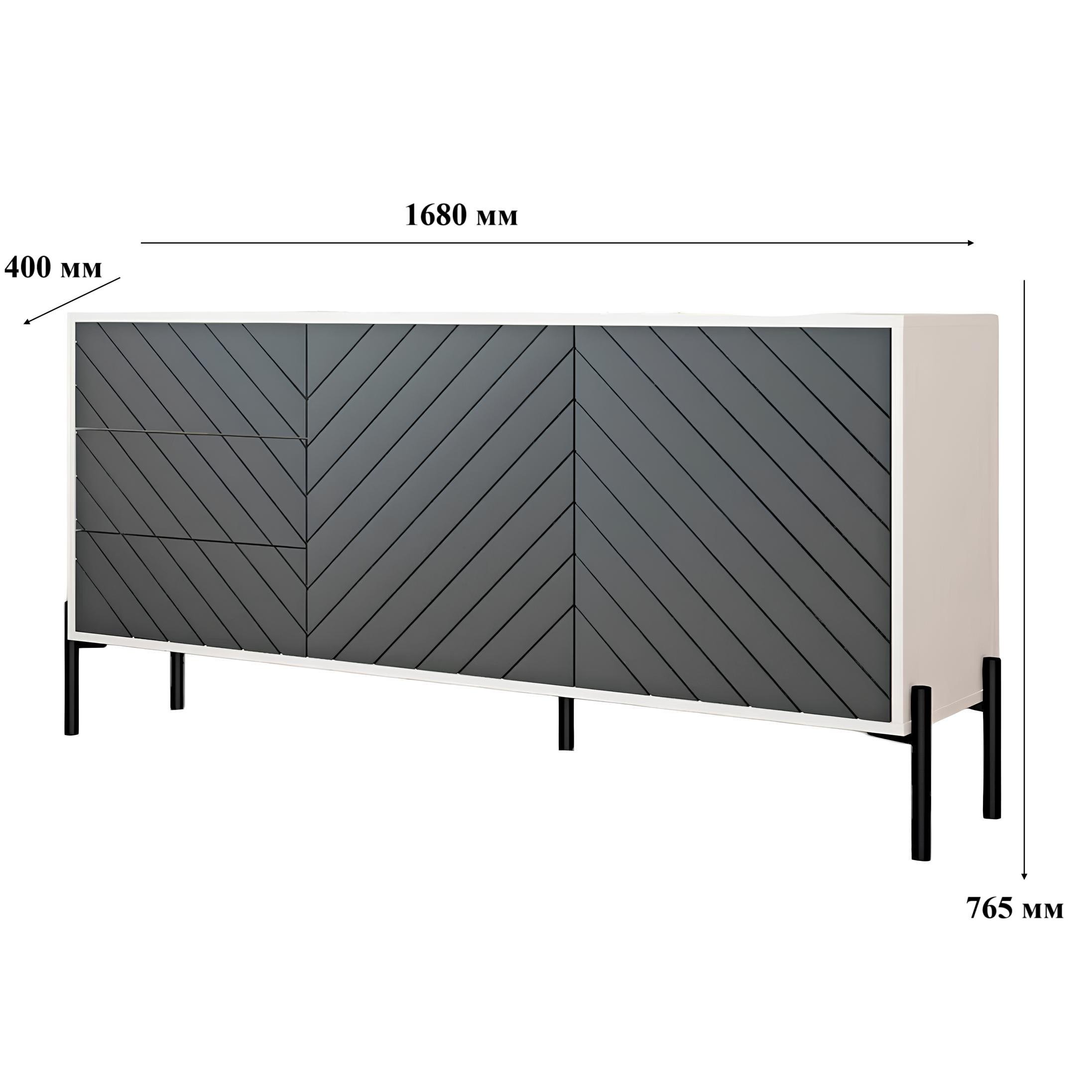 Комод Lion Амарант с черными металлическими ножками 168x40x76,5 см Кашемир/Перламутровый металлик (000-000-1893) - фото 7