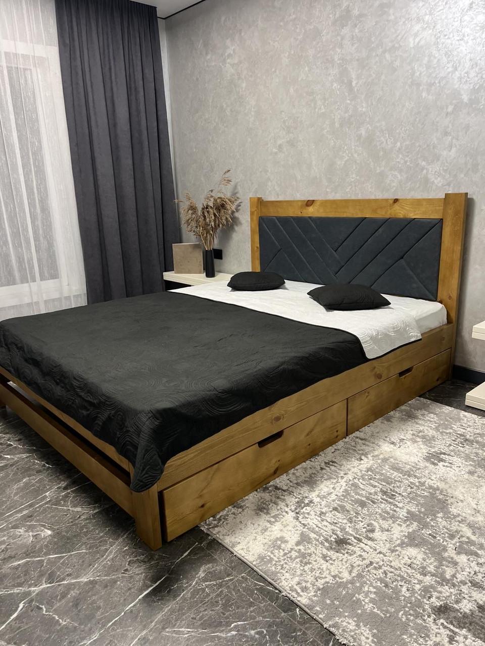 Кровать деревянная с мягким изголовьем 140x200 см Ольха (2940911409) Кровать деревянная с мягким изголовьем 140x200 см Ольха (2940911409)