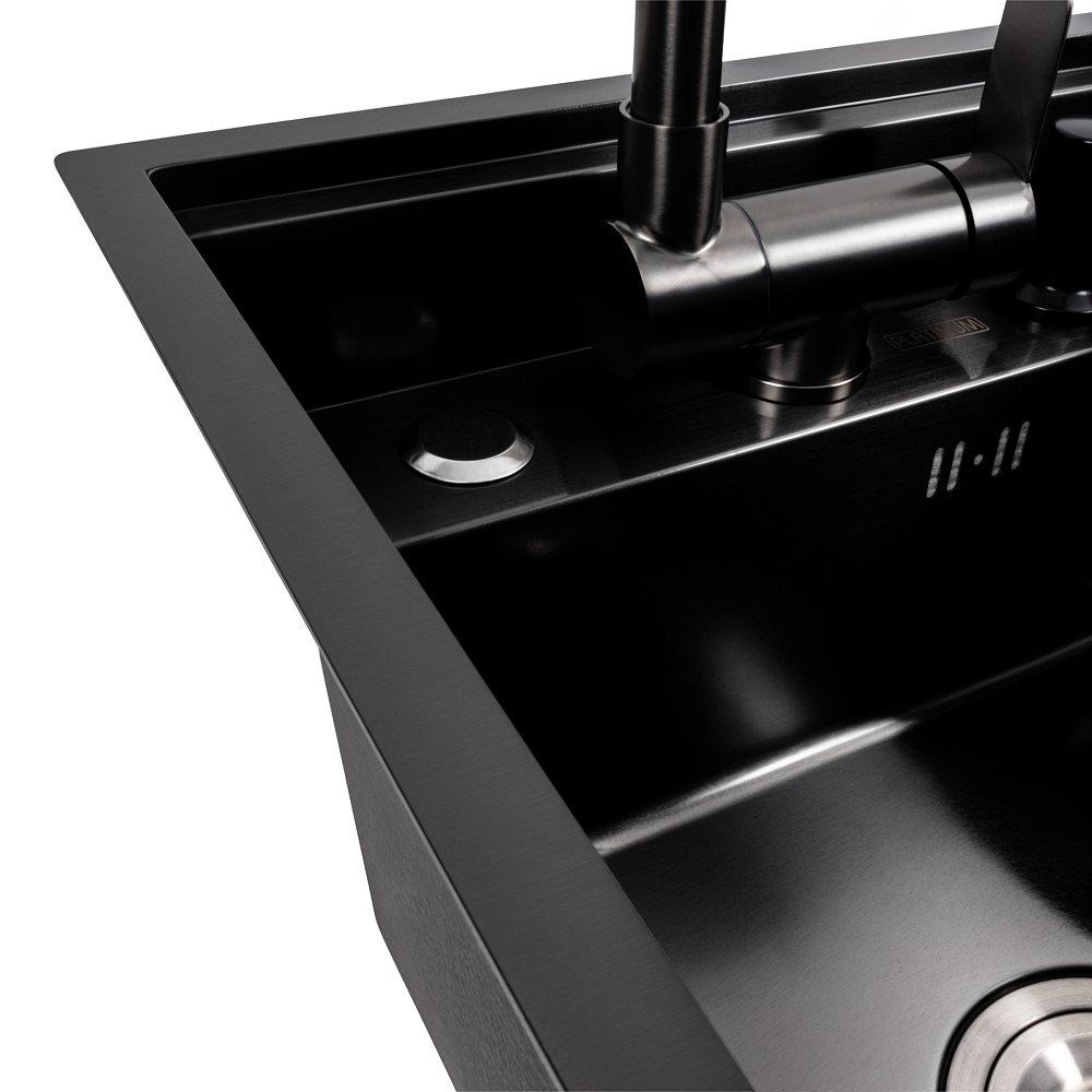 Мойка кухонная PVD Platinum Handmade CM 40х50 скрытая Черный - фото 4