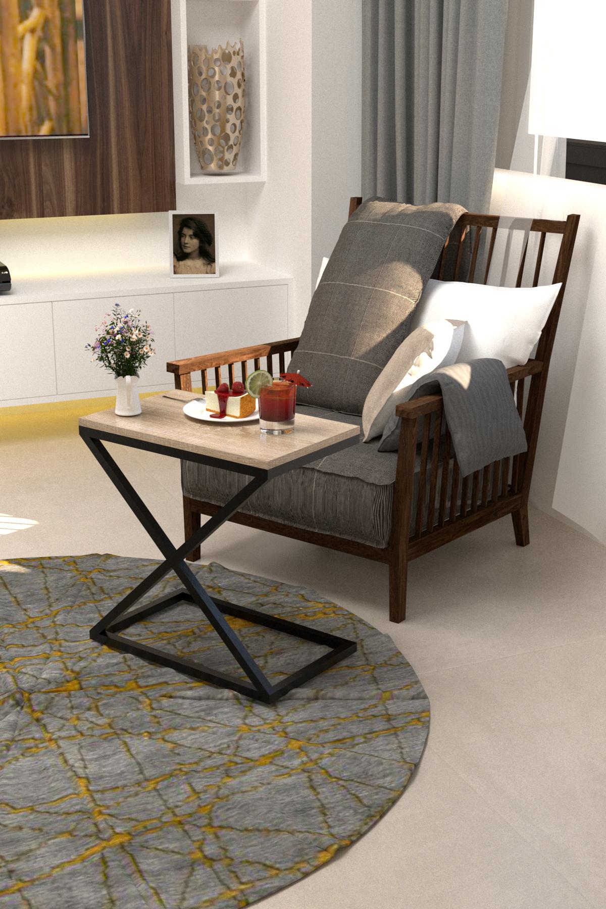 Стол приставной в стиле лофт EcoLoft Лиро DSP-1195 Дуб Сонома (DSP-1195-4)