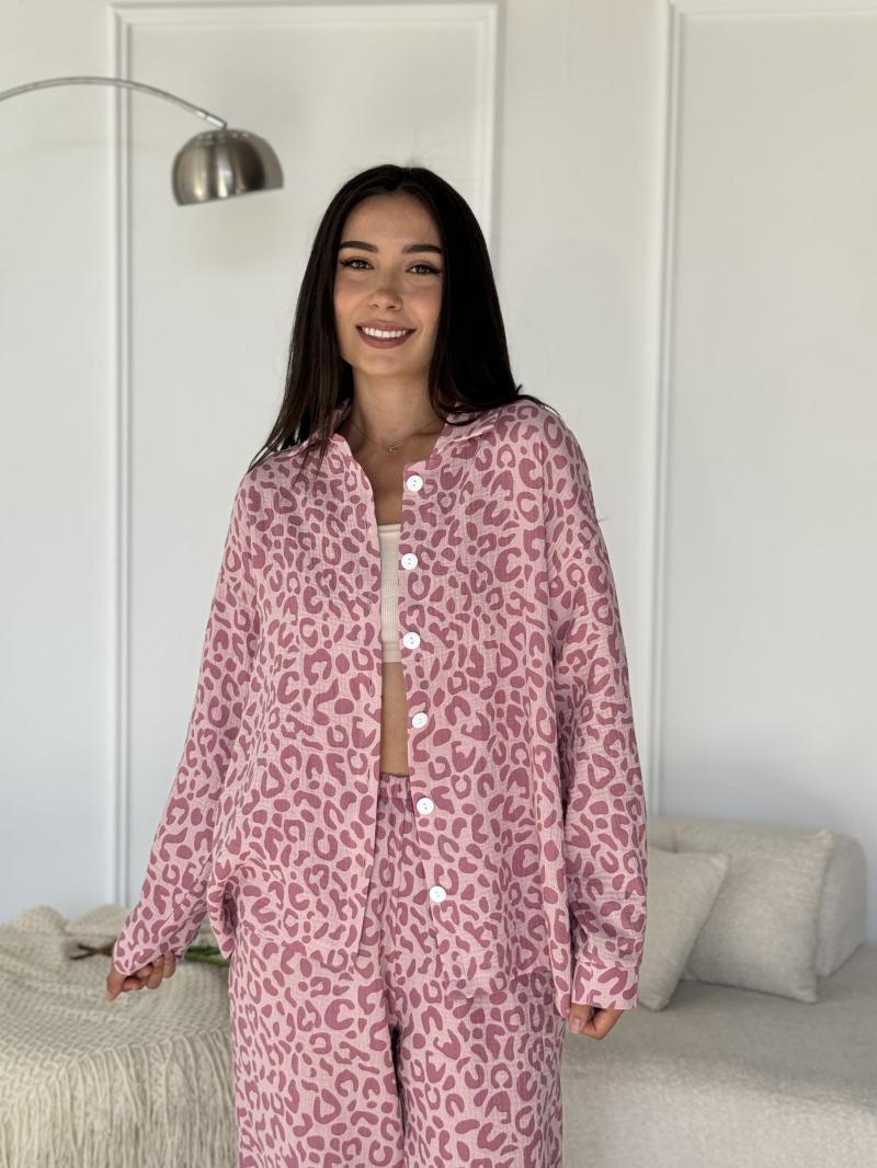 Піжама жіноча з мусліну Leo XL Пудровий (MR26217773) - фото 5 Піжама жіноча з мусліну Leo XL Пудровий (MR26217773) - фото 5