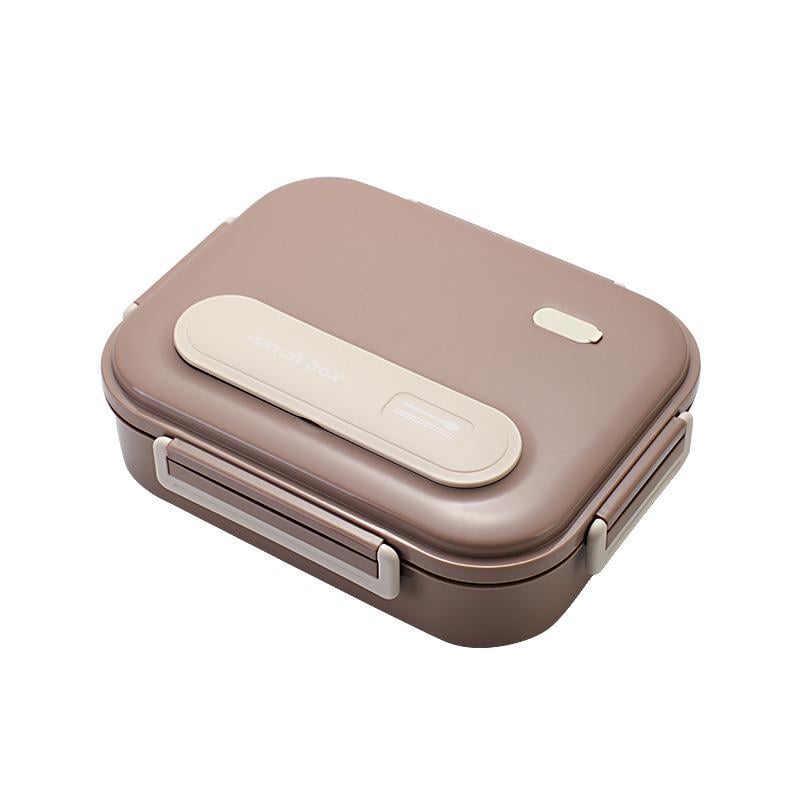 Ланч-бокс для горячей и холодной еды с поддоном из нержавеющей стали столовыми приборами и емкостью для супа Коричневый