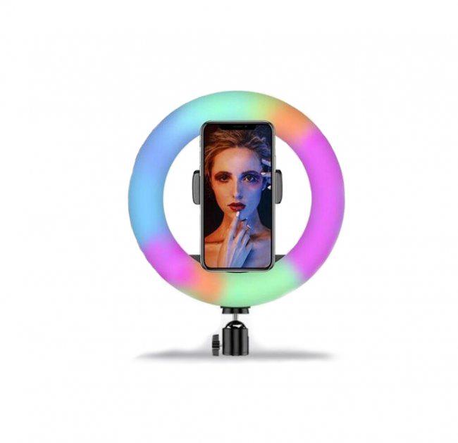 Кільцева лампа Ring Light MJ20 RGB LED 20 см зі штативом і тримачем для телефону - фото 3