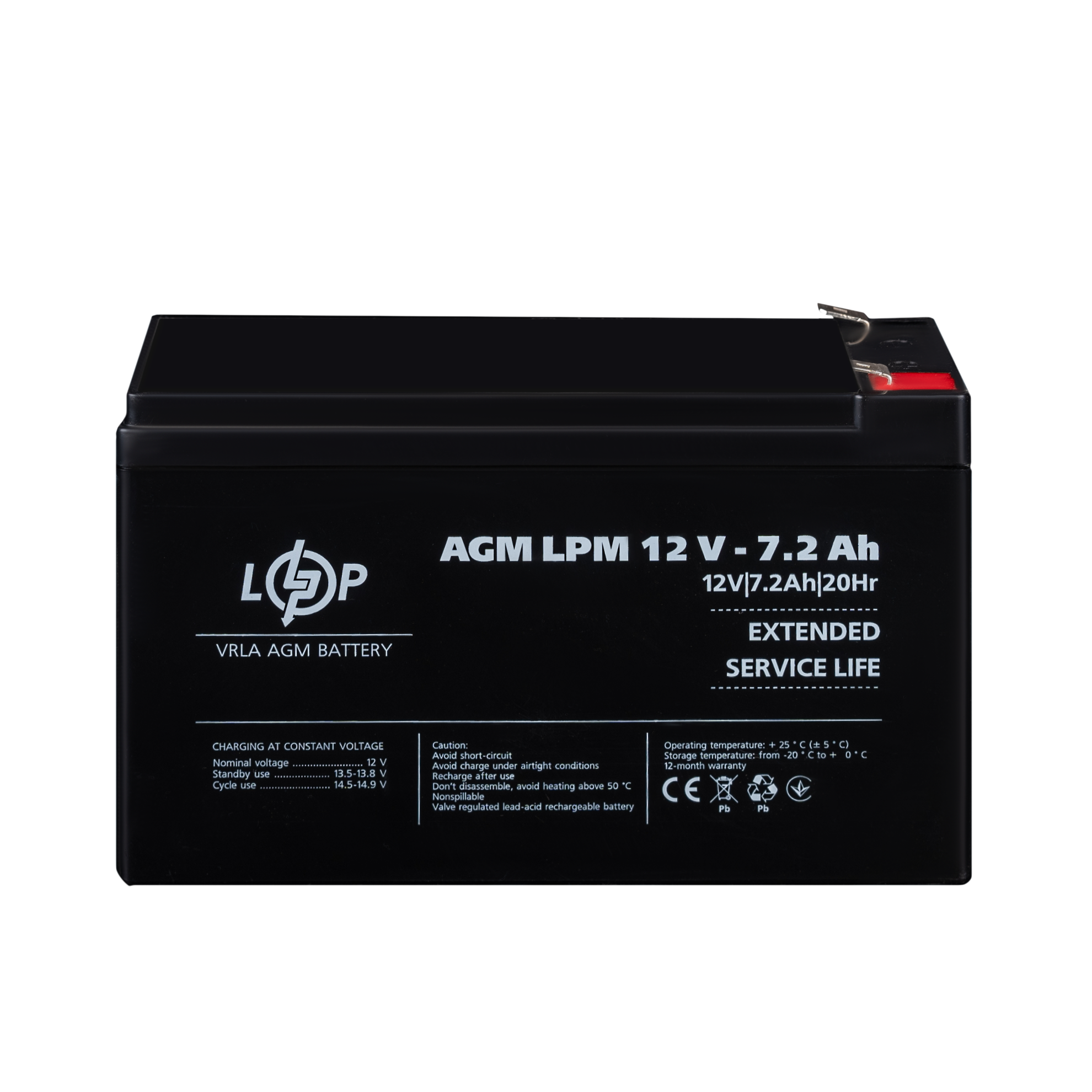 Аккумулятор AGM LPM 12V 7,2 Ah - фото 2