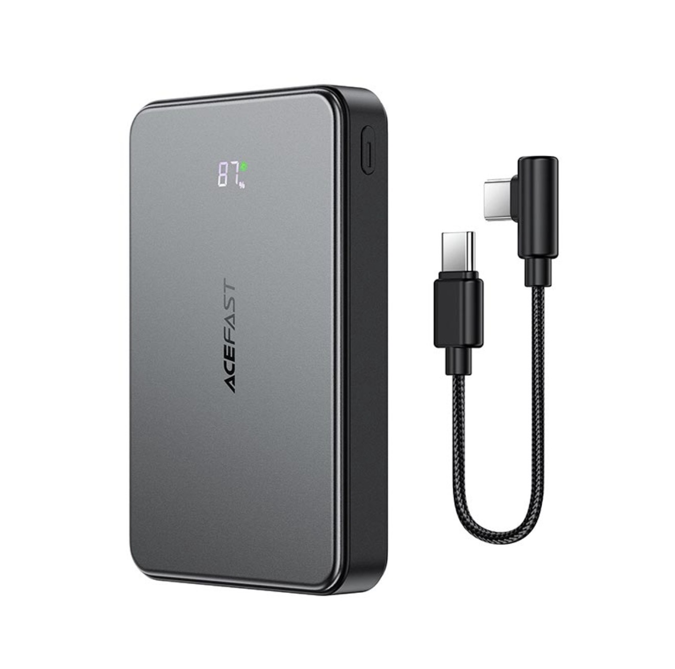 Повербанк Acefast 10000 mAh быстрой зарядкой 22,5W со встроенным Type-C кабелем и LCD дисплеем (Т83782)