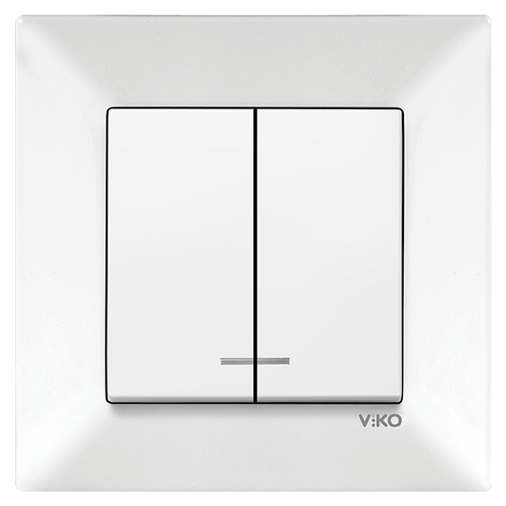 Вимикач кнопковий двоклавішний Viko Meridian з підсвіткою Білий (90970050-WH)