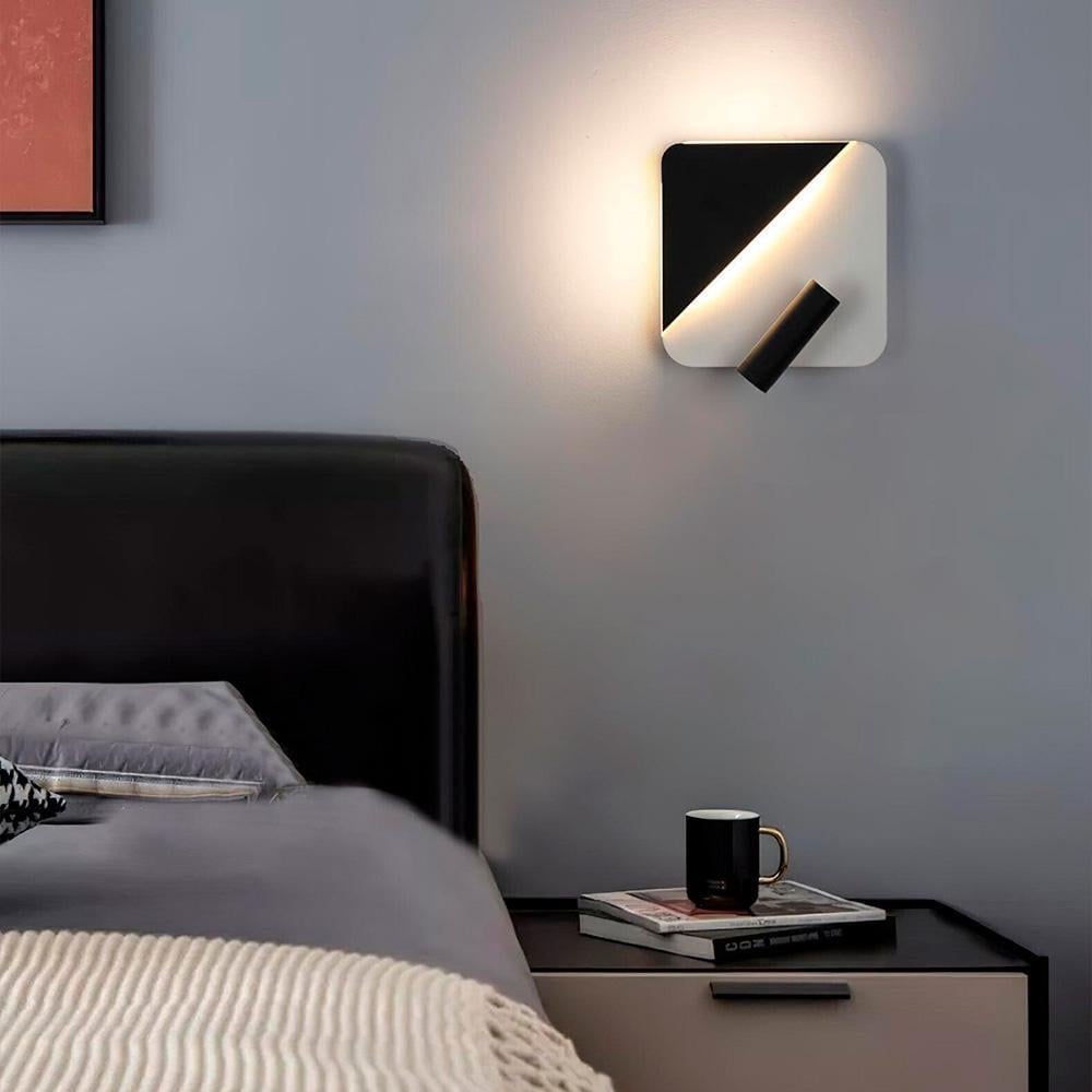 Светильник Line.F W 087 BK+WT со спотом настенный квадратный Белый/Черный (2628_5718)